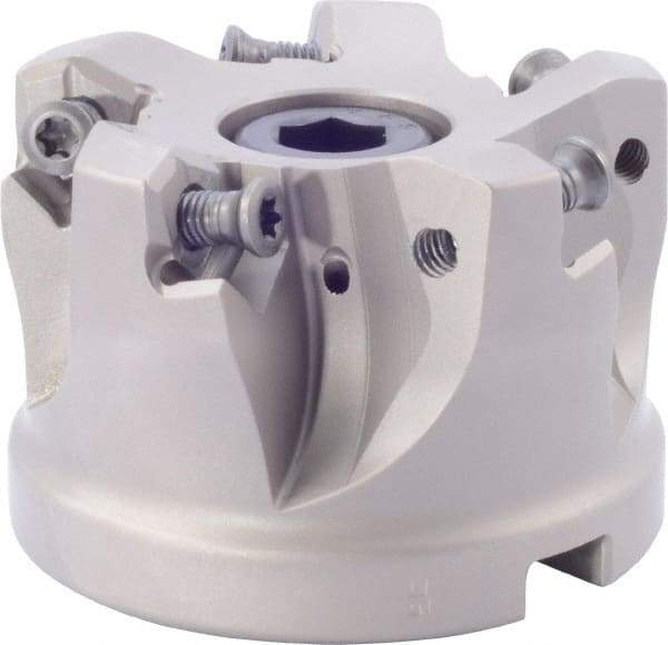 Iscar - 5 Inserts, 1.87" Cutter Diam, 0.08" Max Depth of Cut, Indexable High-Feed Face Mill - 1" Arbor Hole Diam, 1-3/4" High, FF FWX-08 Toolholder, H600 WXCU 08 Inserts, Series FF FWX - Americas Industrial Supply