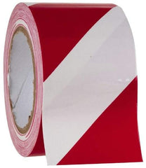NMC - Red & White Striped Vinyl Tape - 3" Wide x 108' Long x 0.002" Thick, General Traffic - Americas Industrial Supply