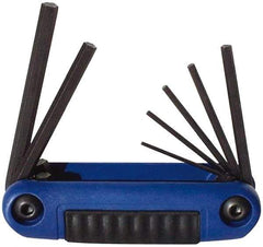 Eklind - 7 Piece Fold-Up Hex Key Set - Hex Range 2 to 8mm, Chrome Alloy Steel - Americas Industrial Supply
