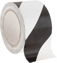 NMC - Black & White Striped Vinyl Tape - 3" Wide x 108' Long x 0.002" Thick, General Traffic - Americas Industrial Supply