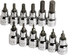 SK - 12 Piece 3/8" Drive Inch Hex Bit Socket Set - 1/16 to 3/8" Hex - Americas Industrial Supply
