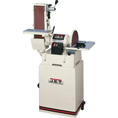 Jet - 48 Inch Long x 6 Inch Wide Belt, 12 Inch Diameter, Horizontal and Vertical Combination Sanding Machine - 2,500 Ft./min Belt Speed, 1-1/2 HP, Single Phase - Americas Industrial Supply