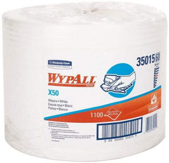 WypAll - X50 Dry Shop Towel/Industrial Wipes - Jumbo Roll, 13-3/8" x 9-3/4" Sheet Size, White - Americas Industrial Supply