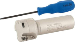 Iscar - 1-1/2" Cut Diam, 0.394" Max Depth of Cut, 1" Shank Diam, 4" OAL, Indexable Square Shoulder End Mill - AP..1003.., HM90 AP..1003.. Inserts, Weldon Shank, 90° Lead Angle, Series Heli2000 - Americas Industrial Supply