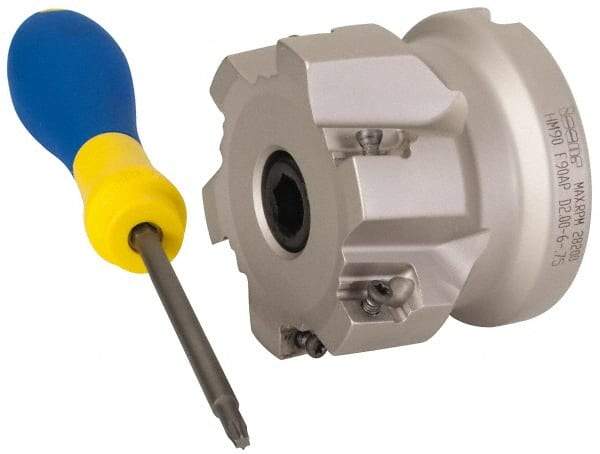 Iscar - 6 Inserts, 2" Cut Diam, 3/4" Arbor Diam, 0.39" Max Depth of Cut, Indexable Square-Shoulder Face Mill - 0/90° Lead Angle, 1.57" High, AP..1003.. & HM90 AP..1003.. Insert Compatibility, Series HM90 - Americas Industrial Supply