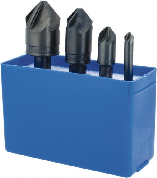 M.A. Ford - 4 Piece, 1/4 to 1" Head Diam, 82° Included Angle, Single End Countersink Set - Americas Industrial Supply