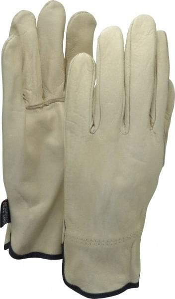 MCR Safety - Size XL (10) Grain Cowhide General Protection Work Gloves - For Work & Driver, Uncoated, Slip-On Cuff, Full Fingered, Cream/Blue, Paired - Americas Industrial Supply