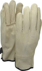 MCR Safety - Size XL (10) Grain Cowhide General Protection Work Gloves - For Work & Driver, Uncoated, Slip-On Cuff, Full Fingered, Cream/Blue, Paired - Americas Industrial Supply