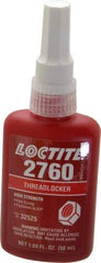 Loctite - 50 mL Bottle, Red, High Strength Liquid Threadlocker - Series 2760, 24 hr Full Cure Time, Hand Tool, Heat Removal - Americas Industrial Supply