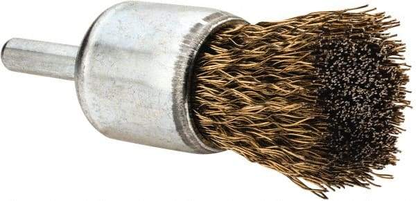 Value Collection - 1" Brush Diam, Crimped, End Brush - 1/4" Diam Shank, 4,500 Max RPM - Americas Industrial Supply