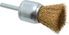 Value Collection - 1-1/4" Brush Diam, Crimped, End Brush - 1/4" Diam Shank, 4,500 Max RPM - Americas Industrial Supply