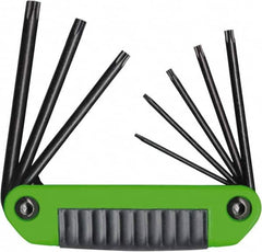 Eklind - 8 Piece T8 to T40 Steel Fold-Up Torx Key Set - T8, T10, T15, T20, T25, T27, T30, T40 Torx Size - Americas Industrial Supply