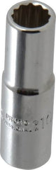 Proto - 3/8" Drive, Deep Hand Socket - 12 Points, 2-1/8" OAL, Chrome Finish - Americas Industrial Supply