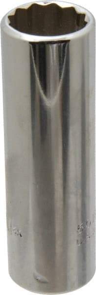 Proto - 3/8" Drive, Deep Hand Socket - 12 Points, 2-3/4" OAL, Chrome Finish - Americas Industrial Supply