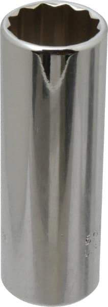 Proto - 3/8" Drive, Deep Hand Socket - 12 Points, 2-3/4" OAL, Chrome Finish - Americas Industrial Supply