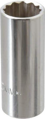 Proto - 3/8" Drive, Deep Hand Socket - 12 Points, 2-3/4" OAL, Chrome Finish - Americas Industrial Supply