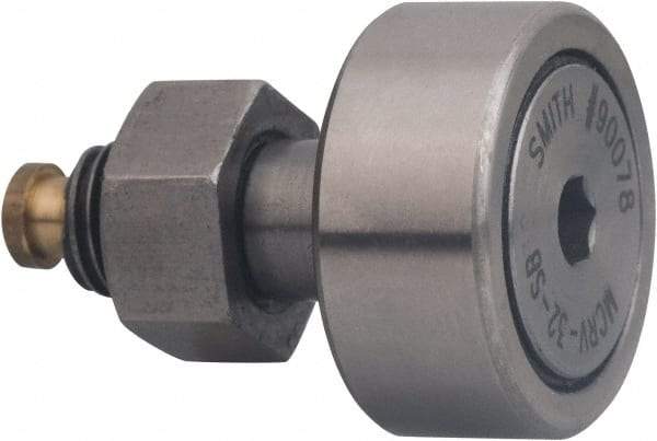 Accurate Bushing - 32mm Roller Diam x 14mm Width, 12mm Stud Diam x 25mm Length, Sealed Stud Cam Follower with Hex - Carbon Steel, 13mm Thread Length, M12 x 1.5 Thread, 40mm OAL, 8,100 N Dynamic Cap, 9,700 N Static Cap - Americas Industrial Supply