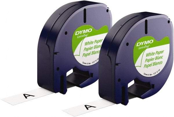 Dymo - 1/2" Wide x 156" Long, Black on White Paper Label Printer Cartridge - For DYMO Letratag Printers - Americas Industrial Supply