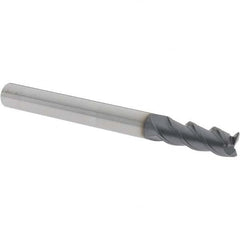 Iscar - 0.188", 1/2" LOC, 3/16" Shank Diam, 2" OAL, 3 Flute, Solid Carbide Square End Mill - Single End, TiAlN Finish, Spiral Flute, 45° Helix, Centercutting, Right Hand Cut, Right Hand Flute - Americas Industrial Supply