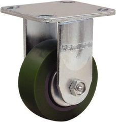Hamilton - 4" Diam x 1-1/2" Wide x 5-5/8" OAH Top Plate Mount Rigid Caster - Polyurethane Mold onto Cast Iron Center, 675 Lb Capacity, Straight Roller Bearing, 4 x 4-1/2" Plate - Americas Industrial Supply