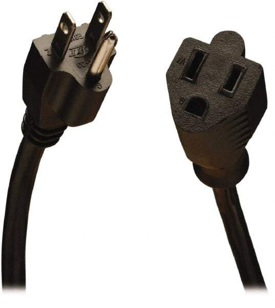 Tripp-Lite - 15', 18/3 Gauge/Conductors, Black Indoor Replacement Cord - 0 Receptacles, 10 Amps, 120 VAC, UL SJT, NEMA 5-15P - Americas Industrial Supply