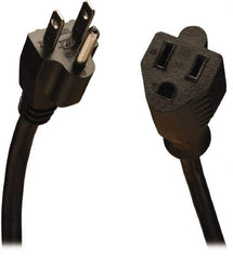 Tripp-Lite - 15', 18/3 Gauge/Conductors, Black Indoor Replacement Cord - 0 Receptacles, 10 Amps, 120 VAC, UL SJT, NEMA 5-15P - Americas Industrial Supply