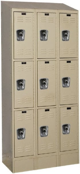 Hallowell - 9 Door, 3 Tier, Ready-Built Wardrobe & Box Lockers - Americas Industrial Supply