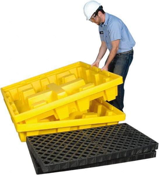 UltraTech - 66 Gal Sump, 6,000 Lb Capacity, 4 Drum, Polyethylene Spill Deck or Pallet - 51" Long x 51" Wide x 10" High, Liftable Fork, Low Profile, 2 x 4 Drum Configuration - Americas Industrial Supply