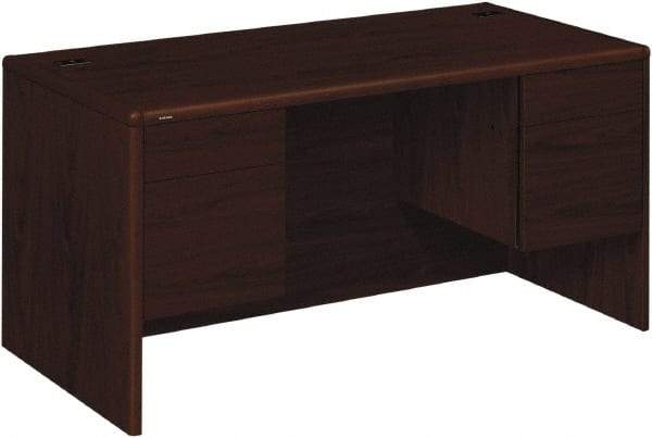 Hon - High Pressure Laminate Double Pedestal Desk - 60" Wide x 30" Deep x 29-1/2" High, Mahogany - Americas Industrial Supply