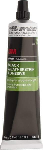 3M - 5 oz Tube Black Weatherstrip Adhesive - Series 08011, 24 hr Working Time, 24 hr Full Cure Time, Bonds to Rubber - Americas Industrial Supply