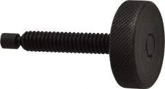 Gibraltar - 1/4-20 Knurled Shoulderless Swivel Pad Tip Steel Thumb Screw - 1-13/16" OAL, 1" Head Diam x 5/16" Head Height, Black Oxide Finish - Americas Industrial Supply
