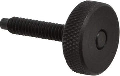Gibraltar - #10-24 Knurled Shoulderless Dog Point Tip Grade 12L14 Steel Thumb Screw - 1-1/4" OAL, 3/4" Head Diam x 1/4" Head Height, Black Oxide Finish - Americas Industrial Supply