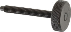 Gibraltar - #10-32 Knurled Shoulderless Dog Point Tip Grade 12L14 Steel Thumb Screw - 1-3/4" OAL, 3/4" Head Diam x 1/4" Head Height, Black Oxide Finish - Americas Industrial Supply