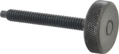 Gibraltar - 1/4-20 Knurled Shoulderless Dog Point Tip Grade 12L14 Steel Thumb Screw - 2-5/16" OAL, 1" Head Diam x 5/16" Head Height, Black Oxide Finish - Americas Industrial Supply