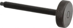 Gibraltar - 1/4-20 Knurled Shoulderless Dog Point Tip Grade 12L14 Steel Thumb Screw - 2-13/16" OAL, 1" Head Diam x 5/16" Head Height, Black Oxide Finish - Americas Industrial Supply