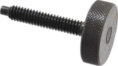 Gibraltar - 1/4-20 Knurled Shoulderless Dog Point Tip Grade 12L14 Steel Thumb Screw - 1-13/16" OAL, 1" Head Diam x 5/16" Head Height, Black Oxide Finish - Americas Industrial Supply