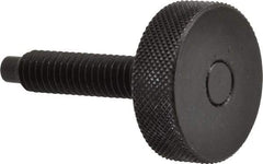 Gibraltar - 5/16-18 Knurled Shoulderless Dog Point Tip Grade 12L14 Steel Thumb Screw - 1-7/8" OAL, 1-1/8" Head Diam x 3/8" Head Height, Black Oxide Finish - Americas Industrial Supply