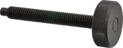 Gibraltar - 3/8-16 Knurled Shoulderless Dog Point Tip Grade 12L14 Steel Thumb Screw - 3-7/16" OAL, 1-1/4" Head Diam x 7/16" Head Height, Black Oxide Finish - Americas Industrial Supply