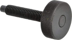 Gibraltar - 3/8-16 Knurled Shoulderless Dog Point Tip Grade 12L14 Steel Thumb Screw - 2-1/2" OAL, 1-1/4" Head Diam x 7/16" Head Height, Black Oxide Finish - Americas Industrial Supply