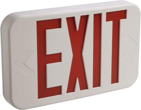 Cooper Lighting - 1 and 2 Face, 3 Watt, White, Thermoplastic, LED, Illuminated Exit Sign - 120/277 VAC, Nickel Cadmium, Ceiling Mounted, End Mounted, Wall Mounted, 11-11/16 Inch Long x 1-3/4 Inch Wide x 7-1/2 Inch High - Americas Industrial Supply