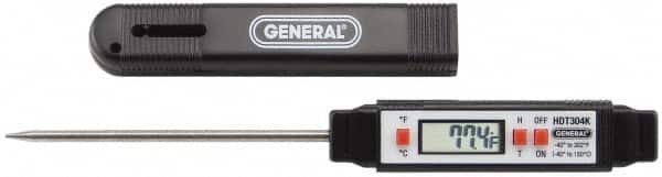 General - -40 to 302°F, -40 to 150°C, Digital Pocket Thermometer - Accurate to 1.8°F, Stainless Steel - Americas Industrial Supply