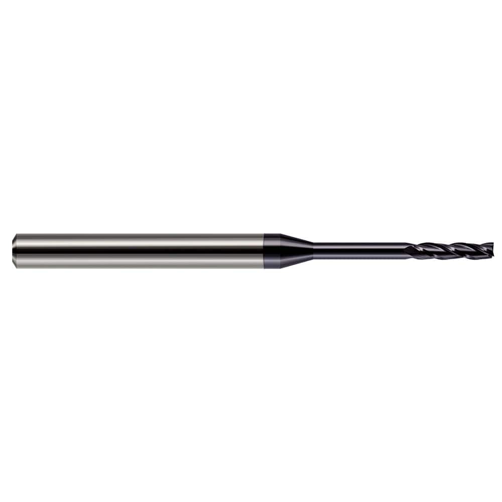 Square End Mill: 0.04'' Dia, 13/64'' LOC, 1/8'' Shank Dia, 2-1/2'' OAL, 3 Flutes, Solid Carbide Single End, AlTiN Finish, 30 ° Helix, Centercutting, RH Cut, RH Flute