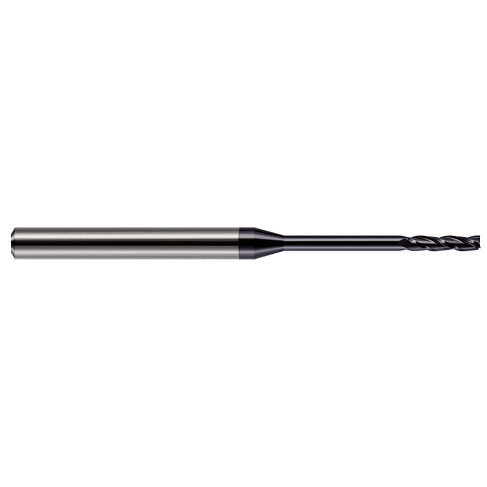Square End Mill: 3/64'' Dia, 19/64'' LOC, 1/8'' Shank Dia, 2-1/2'' OAL, 3 Flutes, Solid Carbide Single End, AlTiN Finish, 30 ° Helix, Centercutting, RH Cut, RH Flute