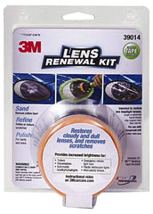 3M - 4 Piece Automotive Headlight Lens Restoration System Kit - Masking Tape, Sanding Discs, Polishing Pad, Compound - Americas Industrial Supply