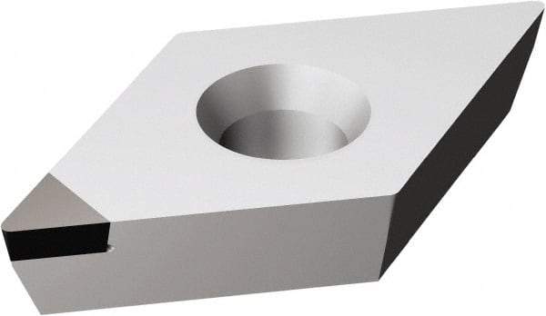 Sandvik Coromant - DCMW32.51 FP Grade CD05 Polycrystalline Diamond (PCD) Turning Insert - Uncoated, 55° Diamond, 3/8" Inscr Circle, 5/32" Thick, 1/64" Corner Radius - Americas Industrial Supply
