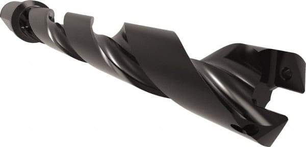 Allied Machine and Engineering - Series 29, 29 to 32mm Diam, 1-1/4" Diam Straight Shank with Flange, Helical Flute Spade Drill - 8-13/16" Max Depth, 10-27/64" Body Length, 12-45/64" OAL, Standard Length, Through Coolant - Americas Industrial Supply