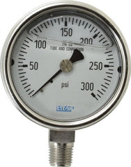Wika - 2-1/2" Dial, 1/4 Thread, 0-300 Scale Range, Pressure Gauge - Lower Connection Mount, Accurate to 2-1-2% of Scale - Americas Industrial Supply
