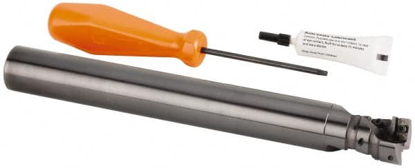 Kennametal - 26mm Cut Diam, 28mm Max Depth of Cut, 25mm Shank Diam, 220mm OAL, Indexable Square Shoulder Helical End Mill - GOMT 13T3.., JOMT 13T3.. Inserts, Cylindrical Shank, 0° Lead Angle, Series KDMR - Americas Industrial Supply