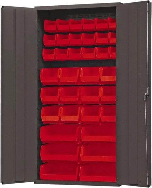 Durham - 36 Bin Storage Cabinet - Steel, 36" Wide x 18" Deep x 72" High, Red - Americas Industrial Supply