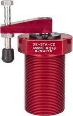 De-Sta-Co - 90 Lb Clamping Force, Right Hand Swing, 21.5mm Total Stroke, Single-Acting Pneumatic Swing Clamp - 1/8 NPT Port, 85.3mm Body Length x 76.2mm Body Width, 2.01 Cu In (Clamp), 2.26 Cu In (Unclamp), 130 Max psi - Americas Industrial Supply